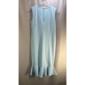 Pinkblush Maternity Midi Dress Womens Medium Blue Mermaid Hem Sleeveless V Neck